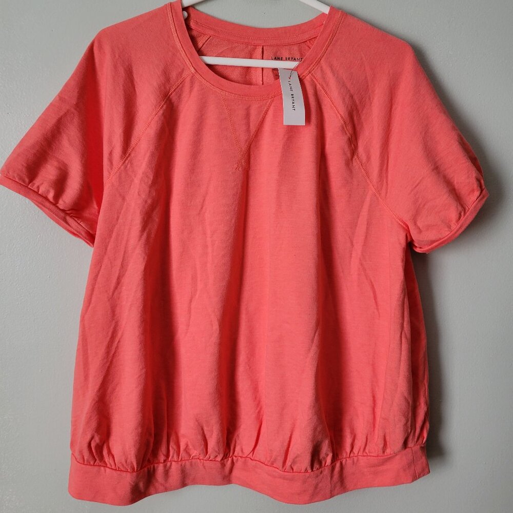 Lane Bryant Coral Short Sleeve Blouson Tee
